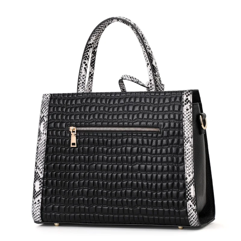 Aidrani Women\'s genuine leather handbag fashion crocodile patterned cowhide bag large capacity luxury brand bag