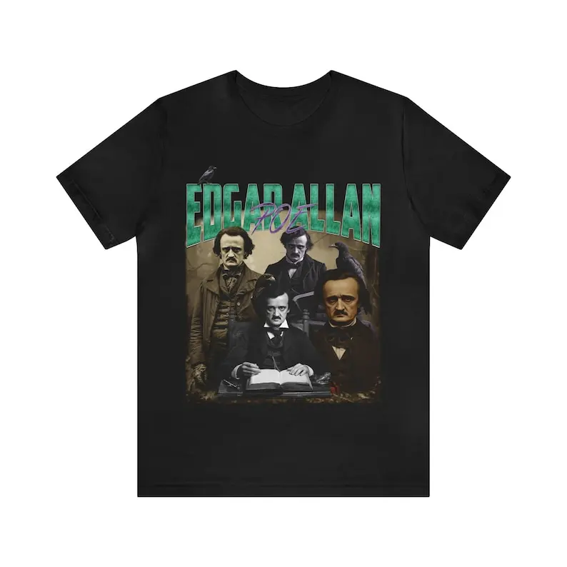 Edgar Allan Poe T-shirt, Vintage Edgar Allen Poe, Dark Academia Shirt, Retro Shirt, Classic Literature, Gift for booklover, lite