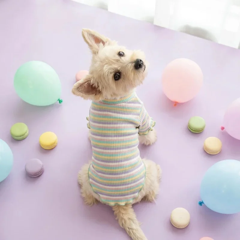 Summer Striped Pet Dog Clothes Breathable Puppy T-shirt Soft Cotton Cat Vest for Small Dogs Chihuahua Yorkshire Terrier