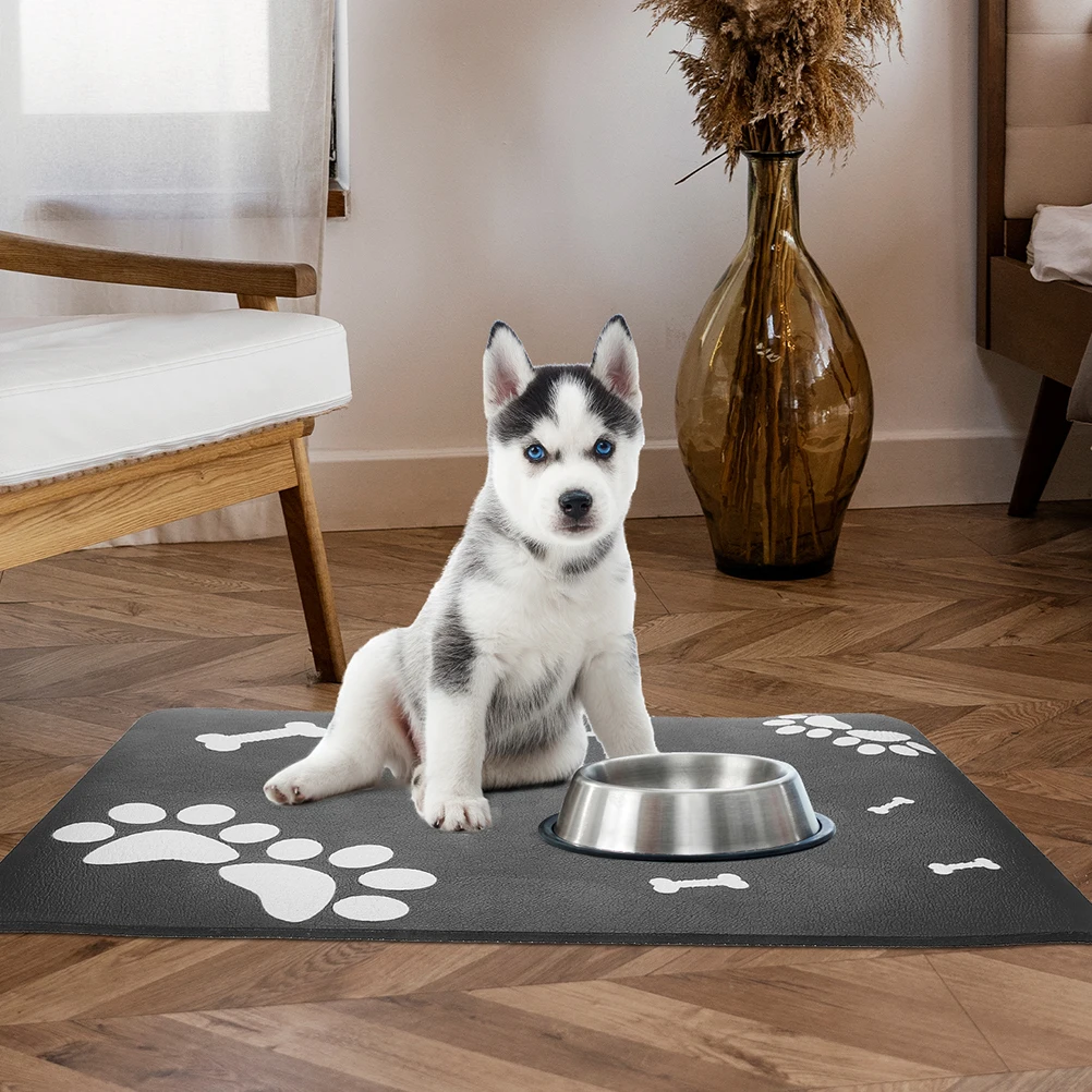 

Pet Feeding Mat 60x40cm Absorbent Dog Bowl Mats for Food Water Non Slip Silicone Design Slow Eating Pad Cats Dogs