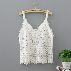 Cotton Crochet Tank Top Sexy Knitted Hollow Out Vest Crop Top Women Femme Vintage Backless Camisole Female 2023 Summer Clothes