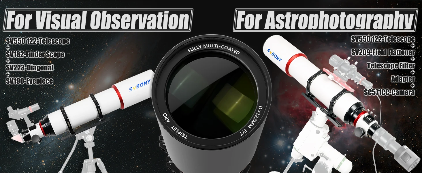 Svbony SV550 APO Teleskop, 122mm F7 Triplet Apochromatisches Refraktor-Teleskop, Professionelles Astronomisches Teleskop für Astro – Detail 26