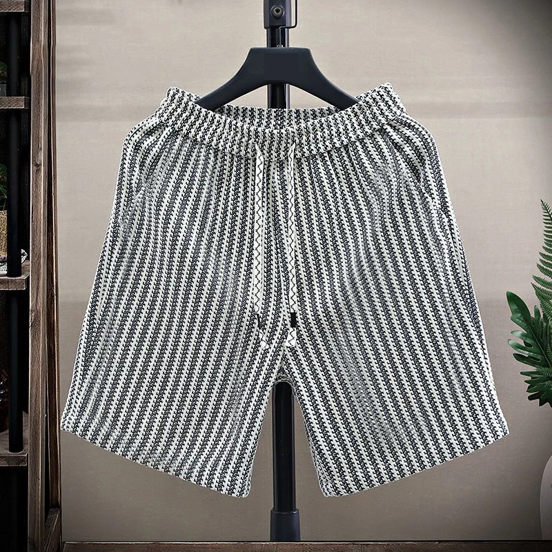 

Fashion Zebra Knit Shorts Men Summer Trendy Casual Loose Short Trousers Streetwear Vintage High Quality Sports Shorts Male