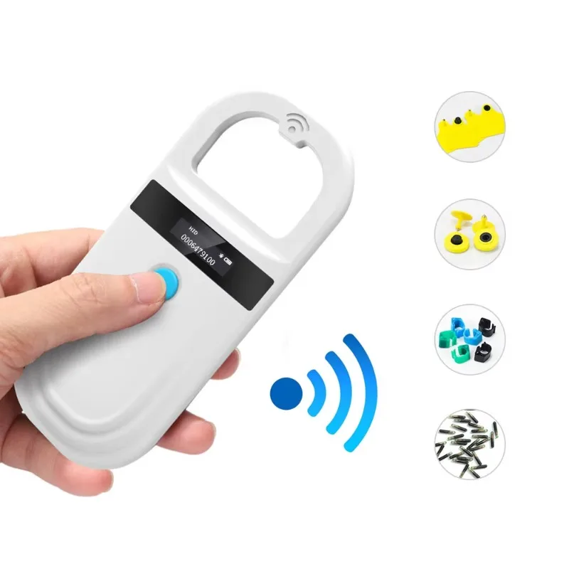 Best Low Frequency Ear Tag 134.2kHz Mini FDX RFID Reader with OLED Screen and USB for Dog & Cat Animal Implantable Microchip