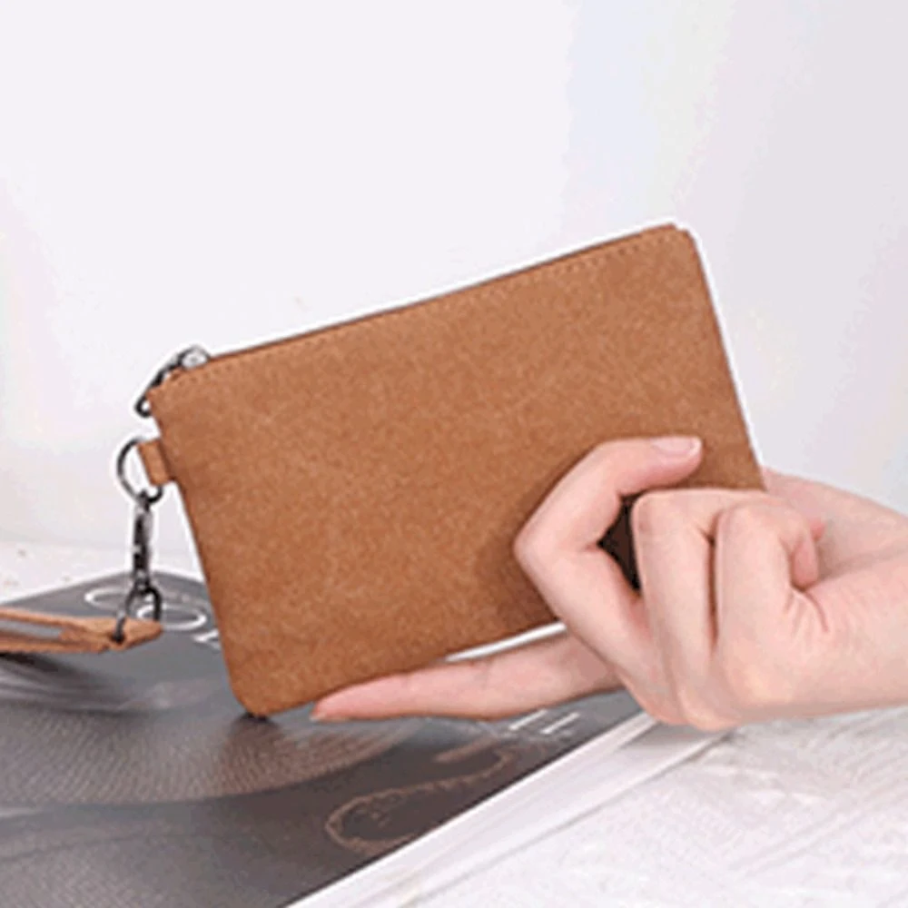 Soft Korean Style Canvas Coin Purse with Lanyard Wrist Bag Small Item Bag Card Bag Solid Color Card Storage Bag Travel