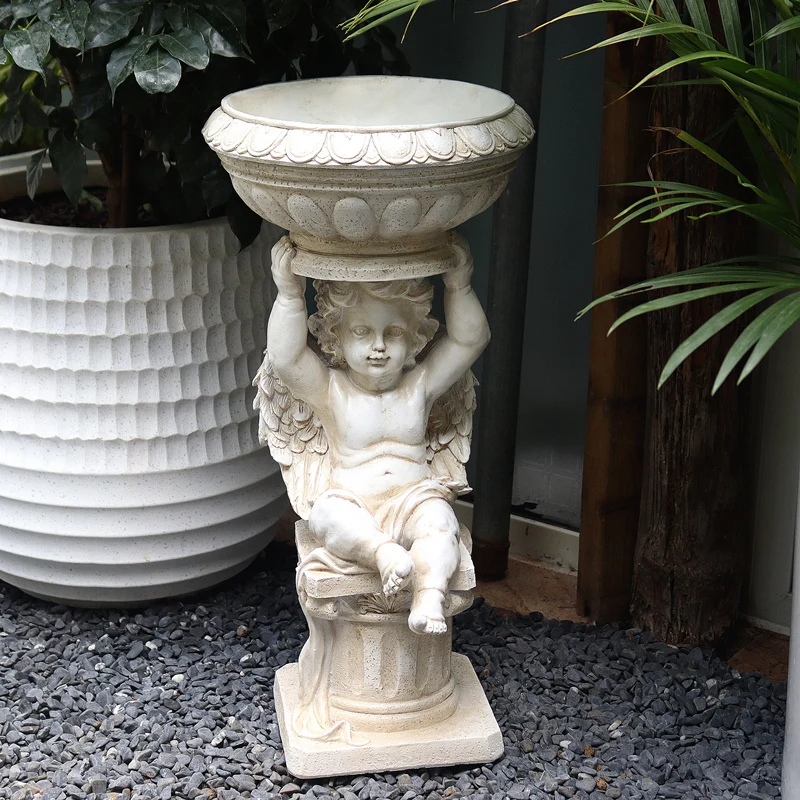 Vintage European Style Little Angel Villa Balcony Garden Ornament Roman Flower Pot Courtyard Decoration