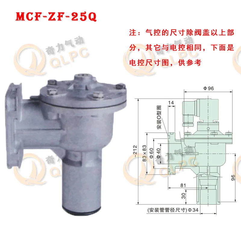 صمام النبض الكهرومغناطيسي ذو الحواف DMF-ZF-25/40