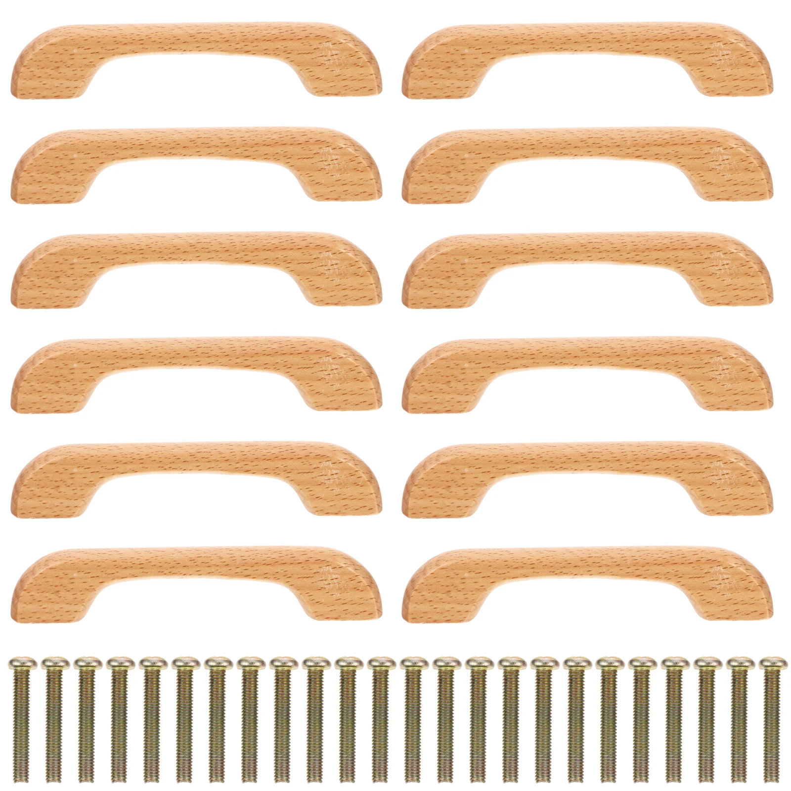 

36 Pcs Kitchen Cabinets Wooden Handle Pulls Hardware Closet Door Beige Modern for