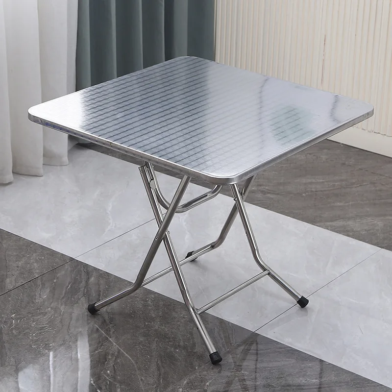 

Stainless steel dining table for household meals Foldable Small square Outdoor Small apartment Folding round t