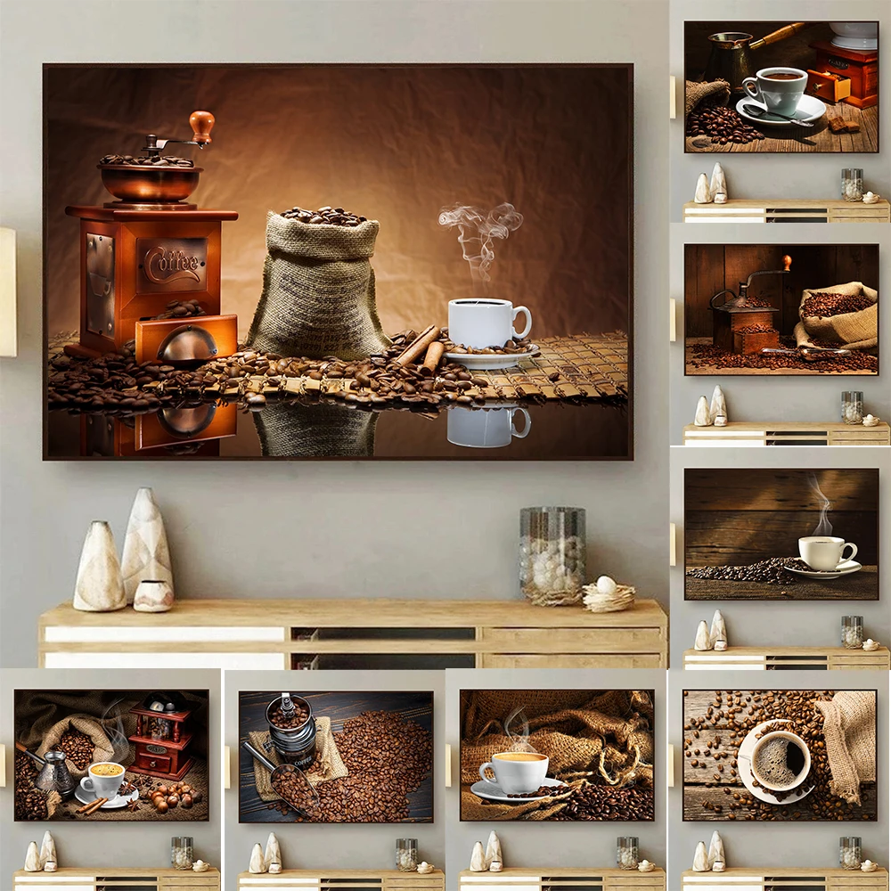 Vintage Coffee Bean Canvas Painting Wall Art Coffe House Posters Print Modern Cafe Picture Home Decoration Kitchen Decor Cuadros