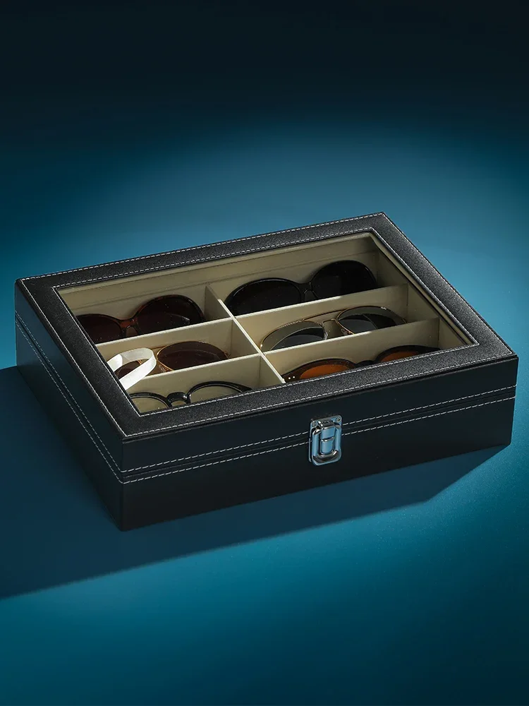 High-End PU Leather Glasses Case Large-Capacity for Men Women Sunglasses Myopia Glasses Jewelry Display Box