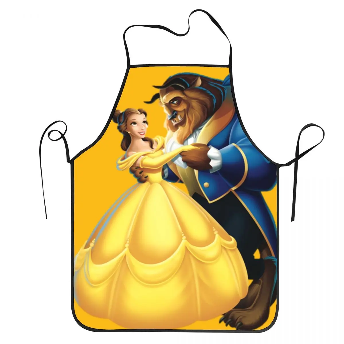 Custom Beauty And The Beast Dancing Bib Apron Women Men Kitchen Chef Belle Princess Tablier Cuisine for Cooking Baking Gardening