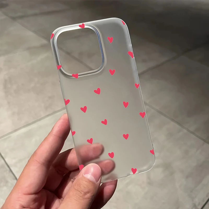 Cute Small Love Heart Soft Phone Case For iPhone 11 12 13 14 15 16 17 Pro Max XS X XR 7 8 Plus 12 13 Mini Shockproof Clear Cover - náhled 6