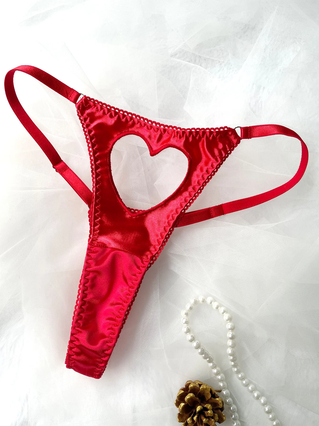 Heart Cut Out Thongs, Ring Linked Intimates Panties, Women\'s SexyLingerie & Underwear