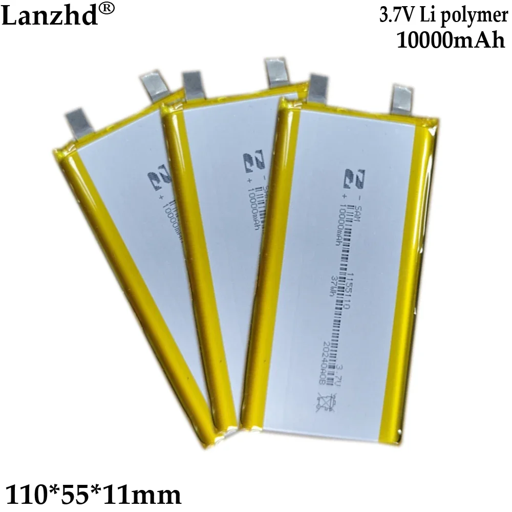 1-10PCS 3.7v Li polymer battery soft-pack cell For power bank lithium battery power bank device energy storage LED 1155110