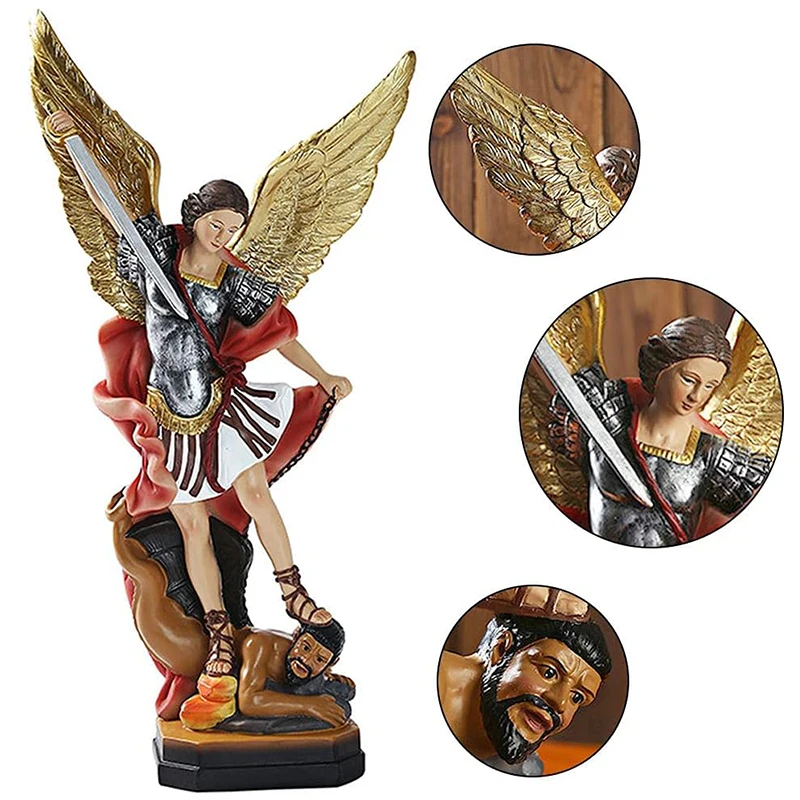 21.5cm/8.5Inch St Michael Statue Archangel Michael Statue San Miguel Angel Statue Michael Defeated Lucifer Tramples Demon Statue