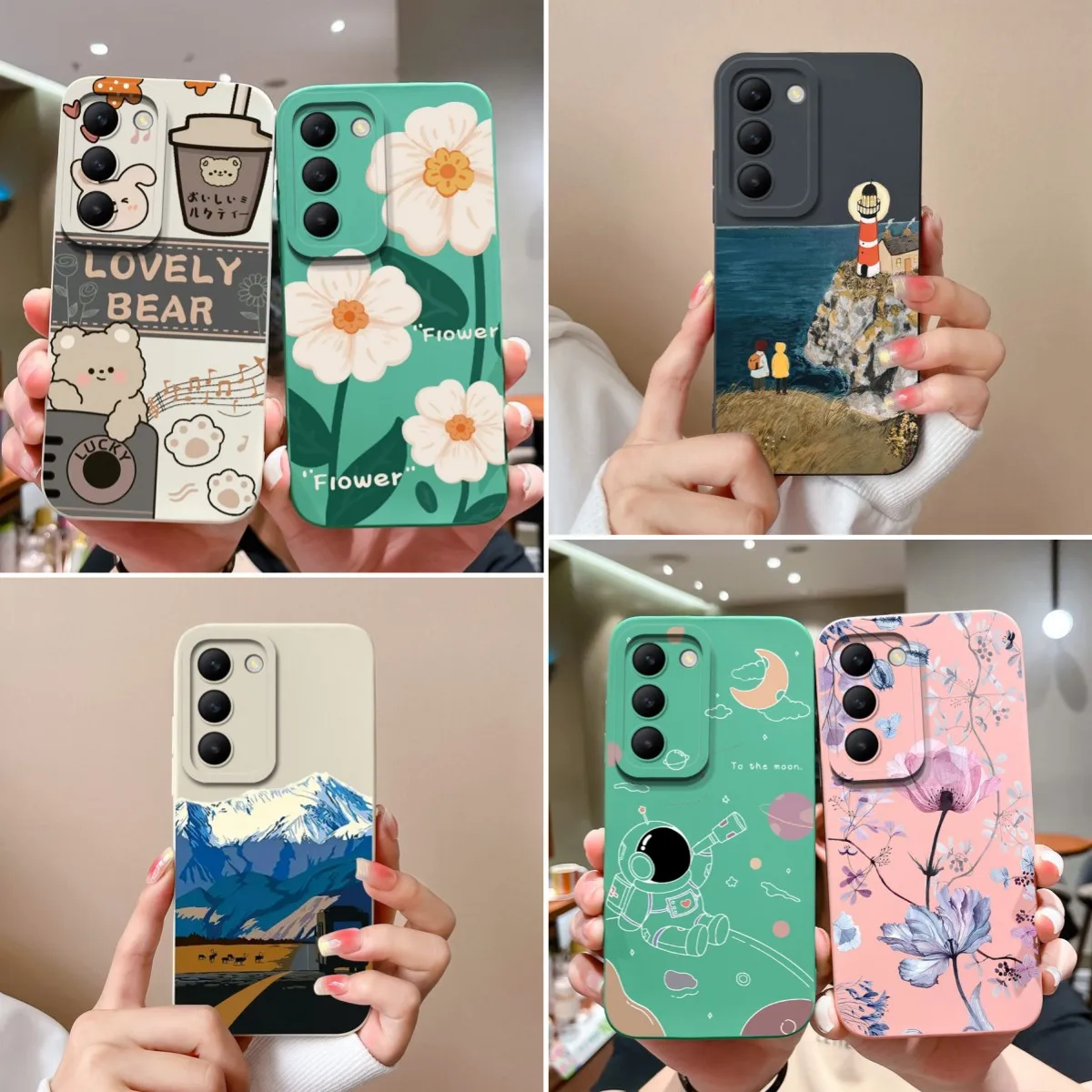 Hot Cases For Vivo V30 SE Lite E Stylish Graceful Flowers Lightweight Liquid Silicone High Quality Anti Drop For Vivo V30SE Capa