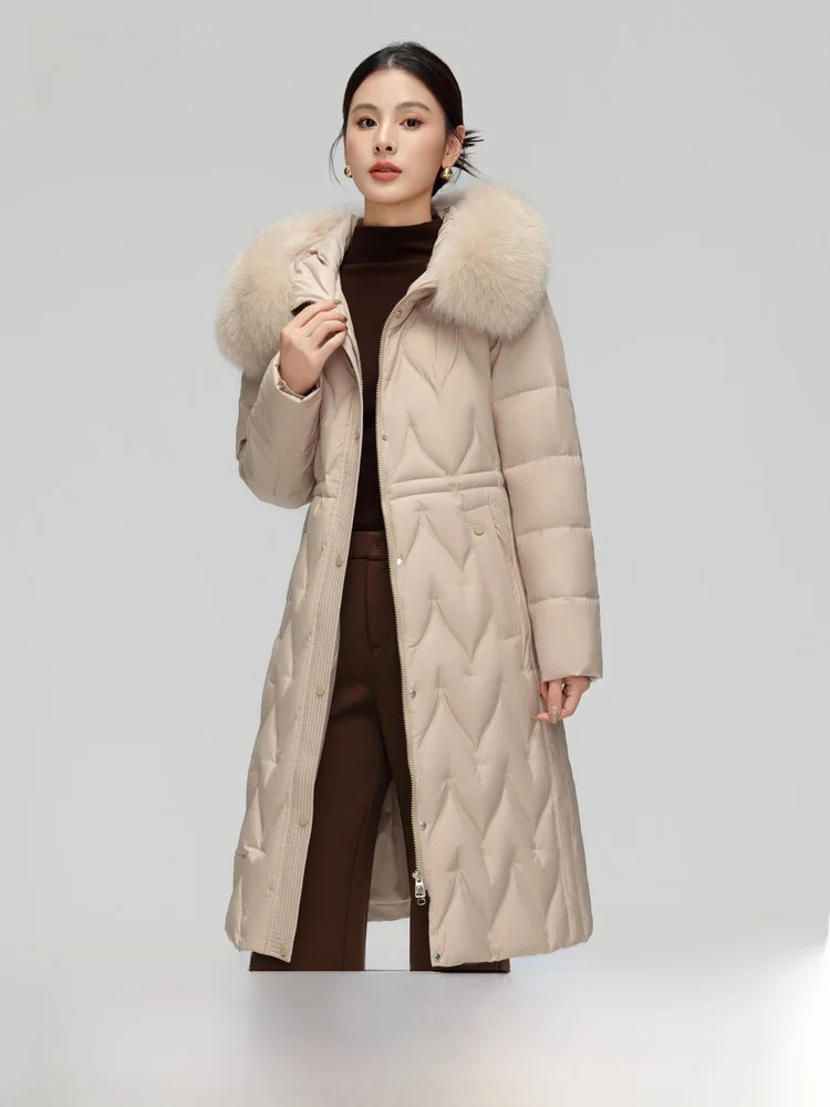 

Snow Flying 2026 Summer New Long Thickened Ladies down Jacket Removable Fur Collar Fashionable Three-dimensional Coat