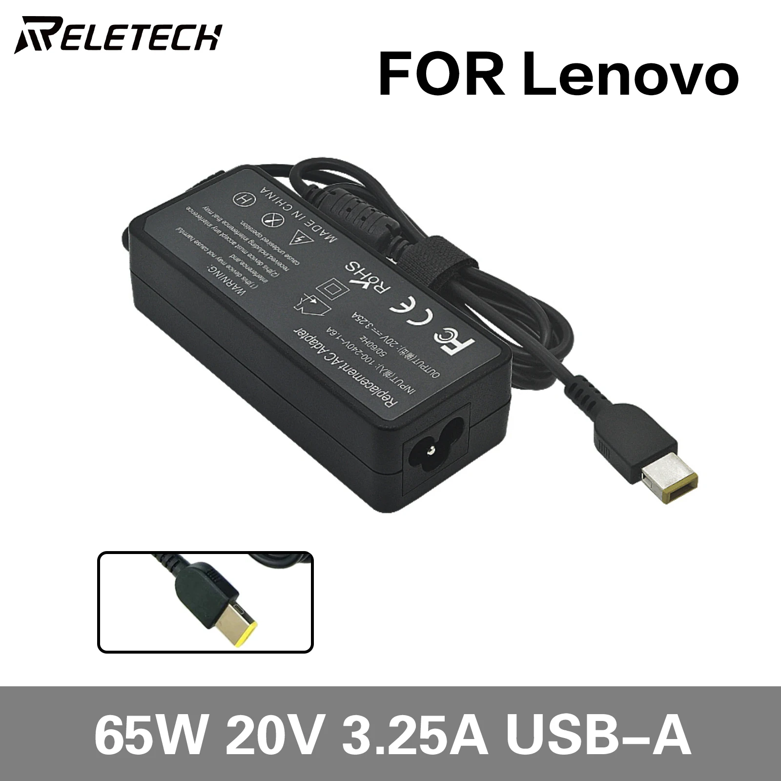 Reletech 65W USB AC Laptop Chargers Power Adapter For Lenovo Thinkpad X301S X230S G500 G405 X1 Carbon E431 E531 T440s Yoga 13