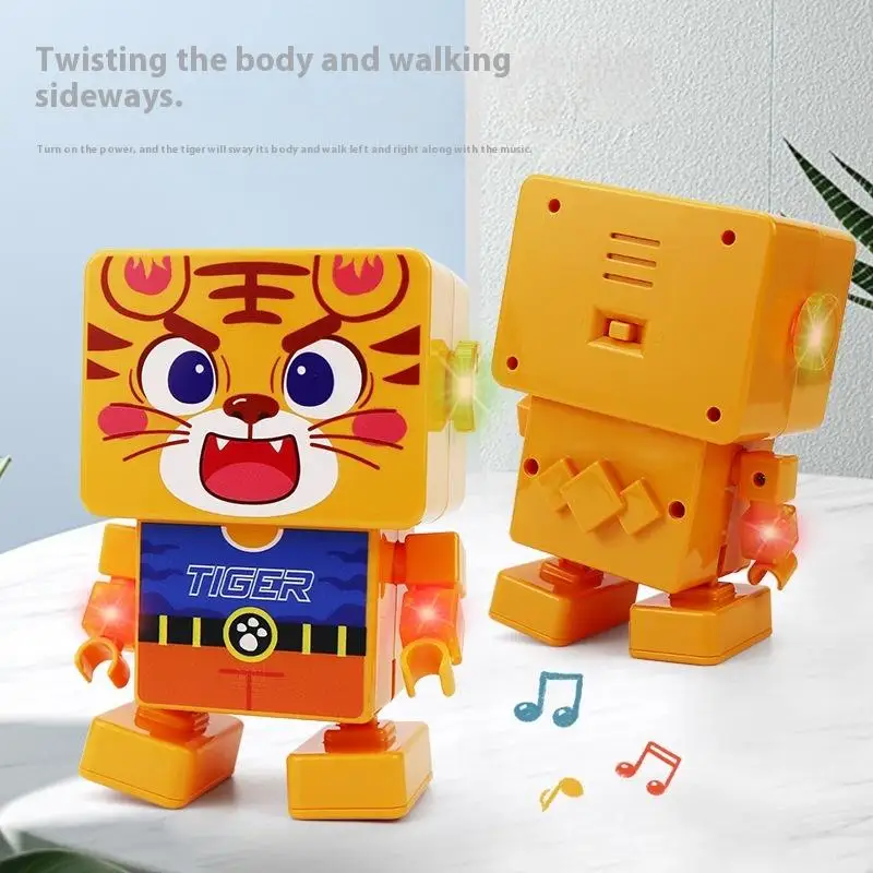 Jouet pour enfants, 1 pièce, tigre de danse/singe/ours avec forme mignonne, interrupteurs à 2 vitesses, lumière LED et Mode Robot dansant pour 3 ans et plus