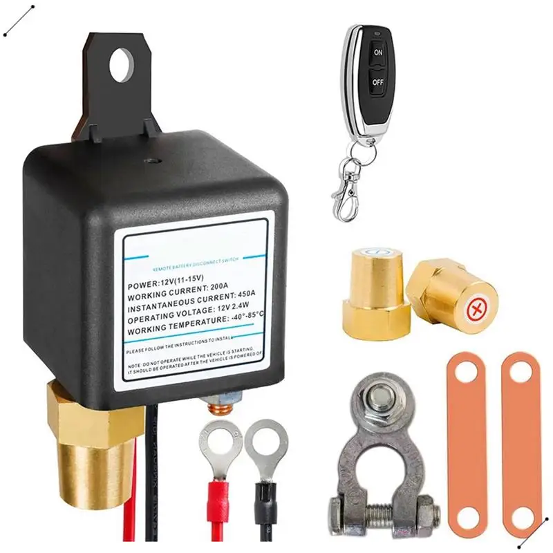 12V 200A Universal Battery Switch Anti-Theft Remote Control Switch Car Kill Switch 1 Remote