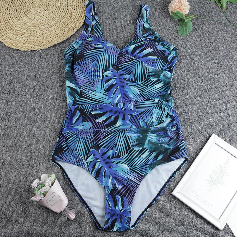 Women One Piece Swimsuits 2025 Vintage Print Female Swimwewar Tummy Control Brazilian Biquini Plus Size Swimming Suits Beachwear