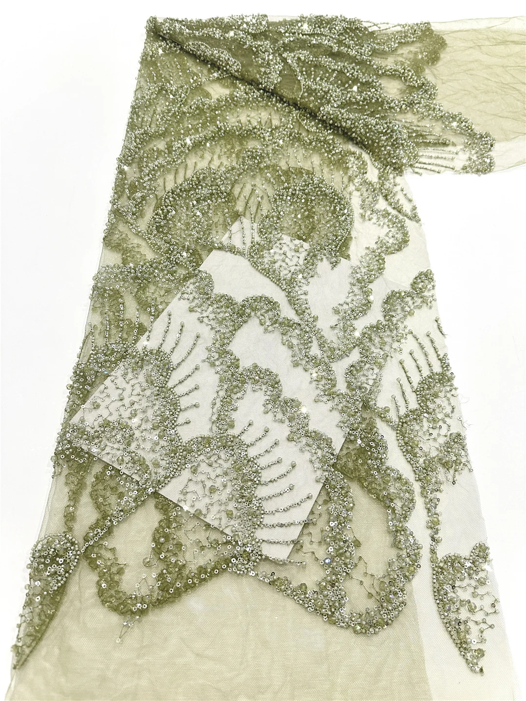 High-quality African Pearl Nigerian Elegant Embroidered Fabric French Tulle Lace Fabric With Sequins For Party Wedding SHIT