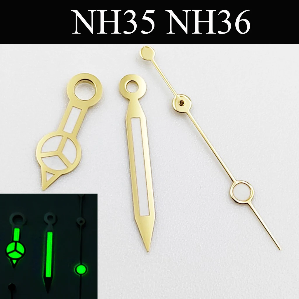 Gold Watch Hands Green Blue Cyan Luminous Fit NH35 NH36 ETA2824 2836 Miyota8205 8215 821A Mingzhu DG2813 3804 Movement Parts