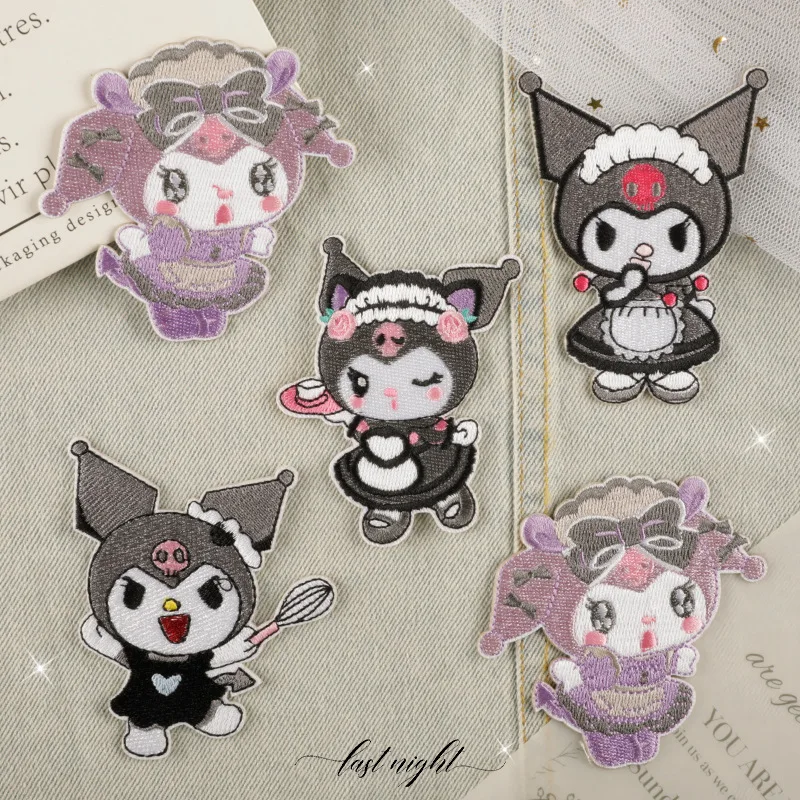 

Miniso Sanrio Kuromi Cute Cartoon Animal Patch Embroidery Fun Anime Embroidery Clothing Accessories Stickers Patch Clothing Gif