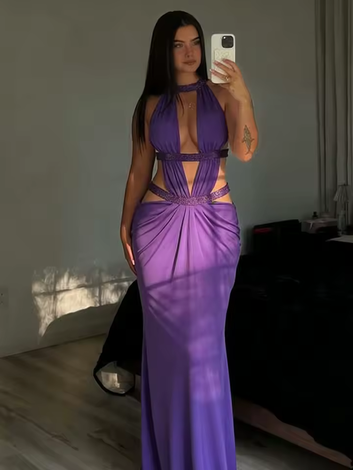 Weird Puss Elegant Backless Dress Women Y2K Patchwork Sparkle Bandage Irregular Sleeveless Sexy Beach Vacation Hottie Vestidos