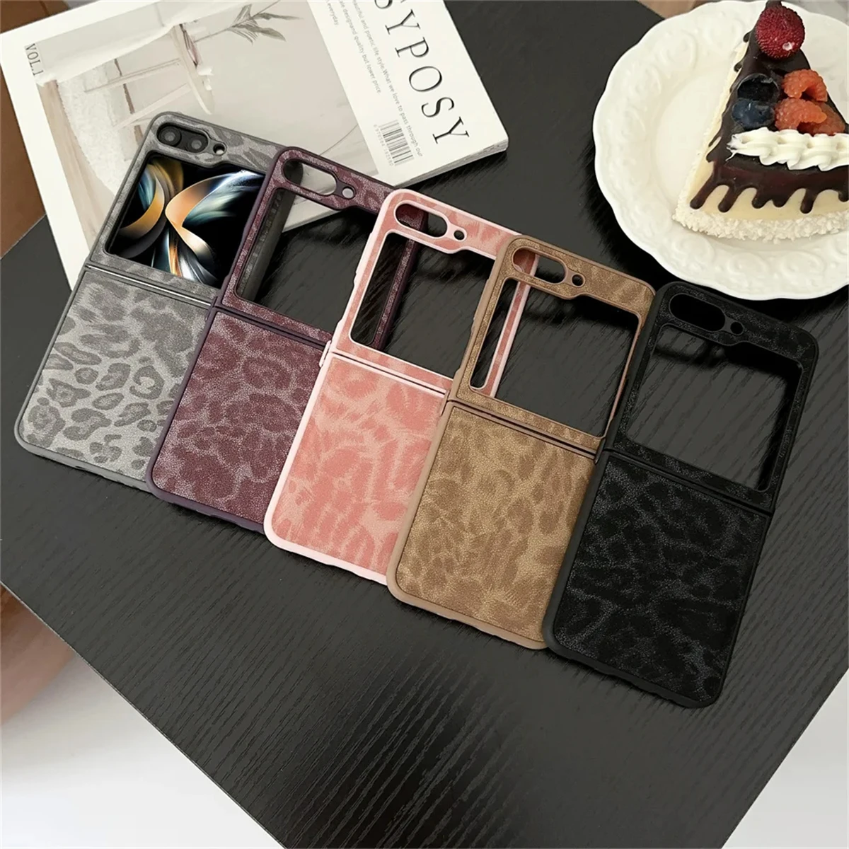 

Stylish 2-in-1 Leopard Print Phone Case for Samsung Galaxy Z Flip 5 Flip6 Z Flip 3 4 Zflip5 Ultra Thin Leather Shockproof Hinge