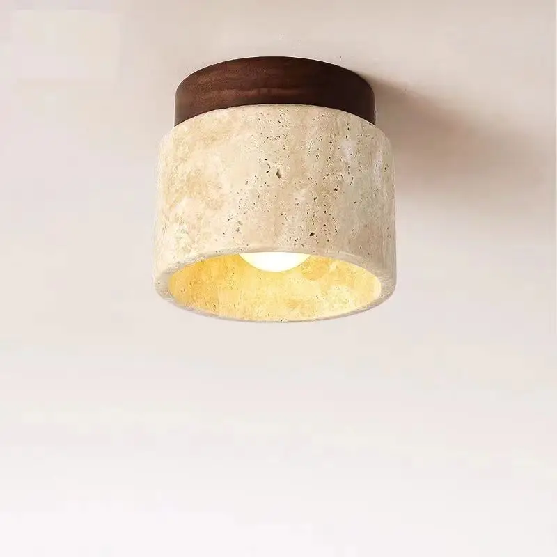 

Energy-saving yellow travertine household ceiling light retro cream wind aisle light balcony entrance light aisle corridor