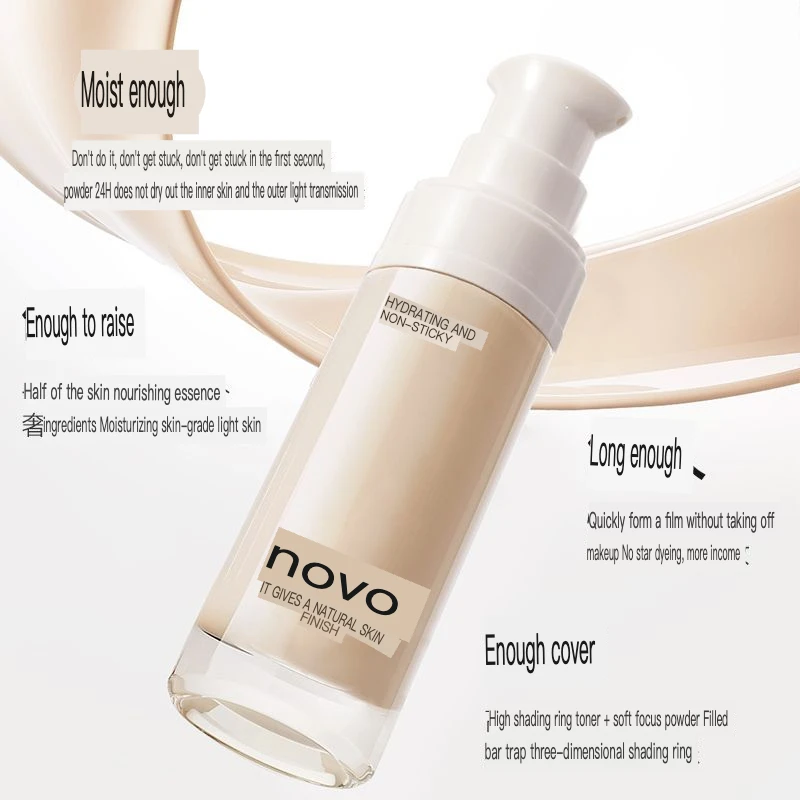 NOVO Liquid Concealer Foundation BB Cream Long-Lasting Moisturizing Oil-Control for Oily Skin Bare Makeup