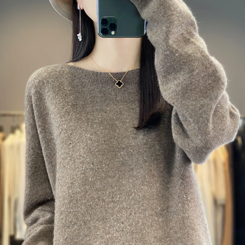 2024 Autumn/Winter New Fashion 100% Pure Australian Wool Round Neck Knitted Loose Solid Color Knitted Woolen Sweater