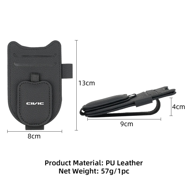 Car Sunshade Glasses Storage Clip PU Leather Cards Holder For Civic Accord CRV Fit Jazz Transalp CBR cb500x Odyssey Vezel Pilot