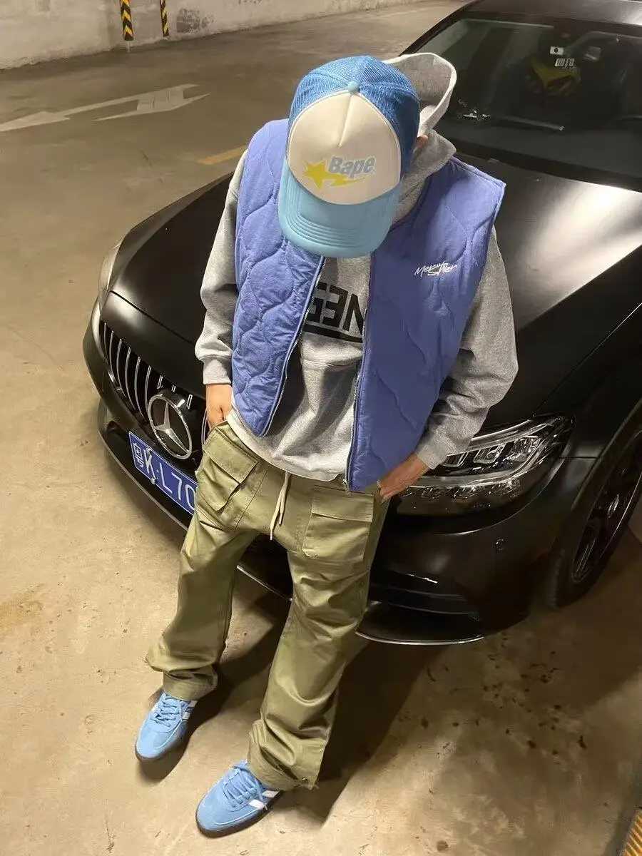 

Vests Waistcoats Thick Womens Embroidered Autumn Corduroy Adjustable Stand Collar Single-Breasted Blocking Varsity College Retro