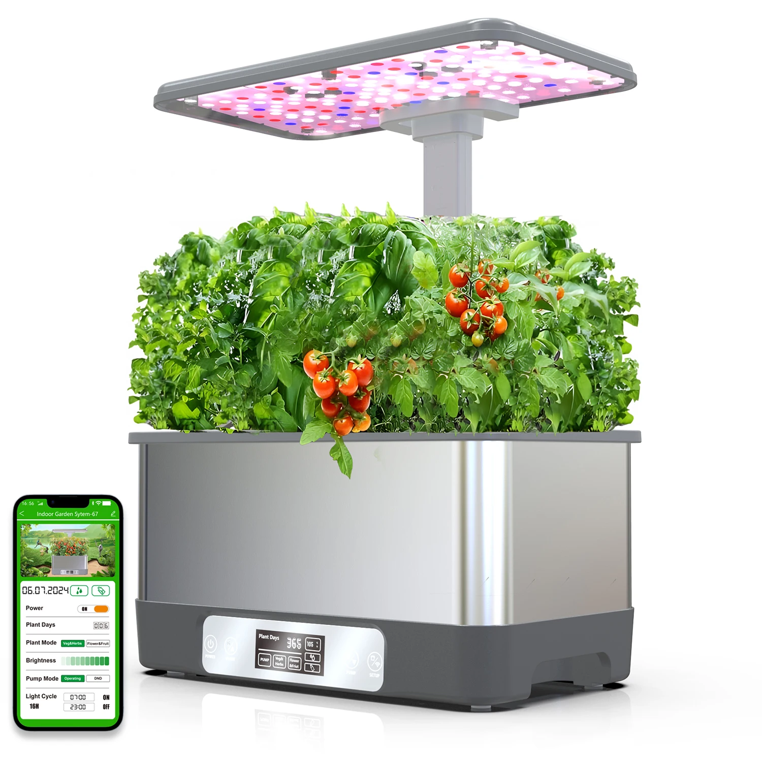 

WiFi Hydroponics Growing System Kit,8 Pods Indoor Garden Herbs Soilless Planting Gardening Box with LED Grow Lights -Remote