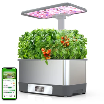 WiFi&APP Hydroponics Growing System Kit,8 Pods Indoor Garden Herbs Soilless Planting Gardening Box with LED Grow Lights -Remote