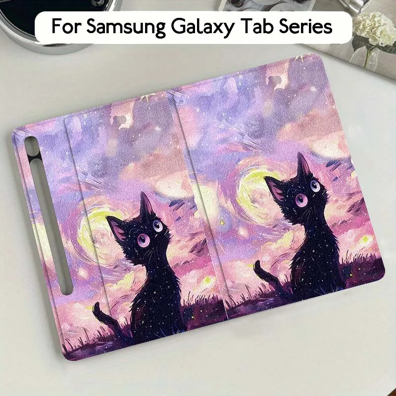 

Pink Starlit Sky Cat For Samsung Galaxy Tab S10 S9 S8 S7 FE Lite Soft Flexible Support Tablet Case Gift