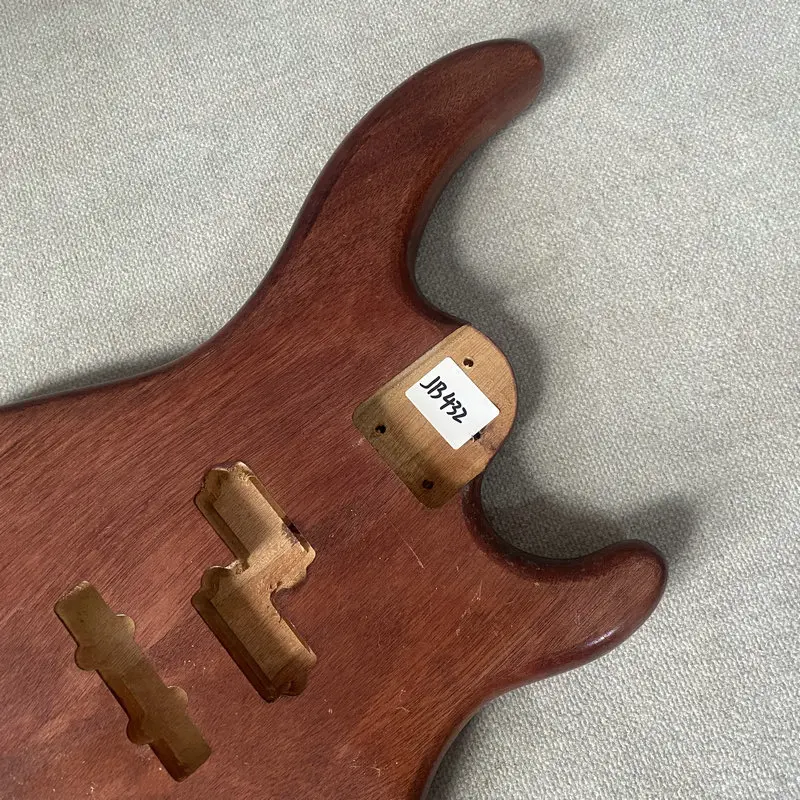 JB432 Solid Redwood 4 String Electric Guitar Bass Body  PJB Pickups Right Hand Replace and DIY Paints&Wood Scratches