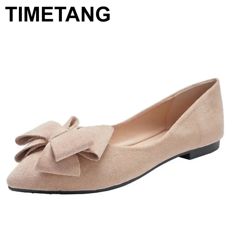

2025 Women Suede Single Shoes Female Large Size 34-42 Work Shoes Soft Women Korean Flower Flat Shoes Pointed Toe