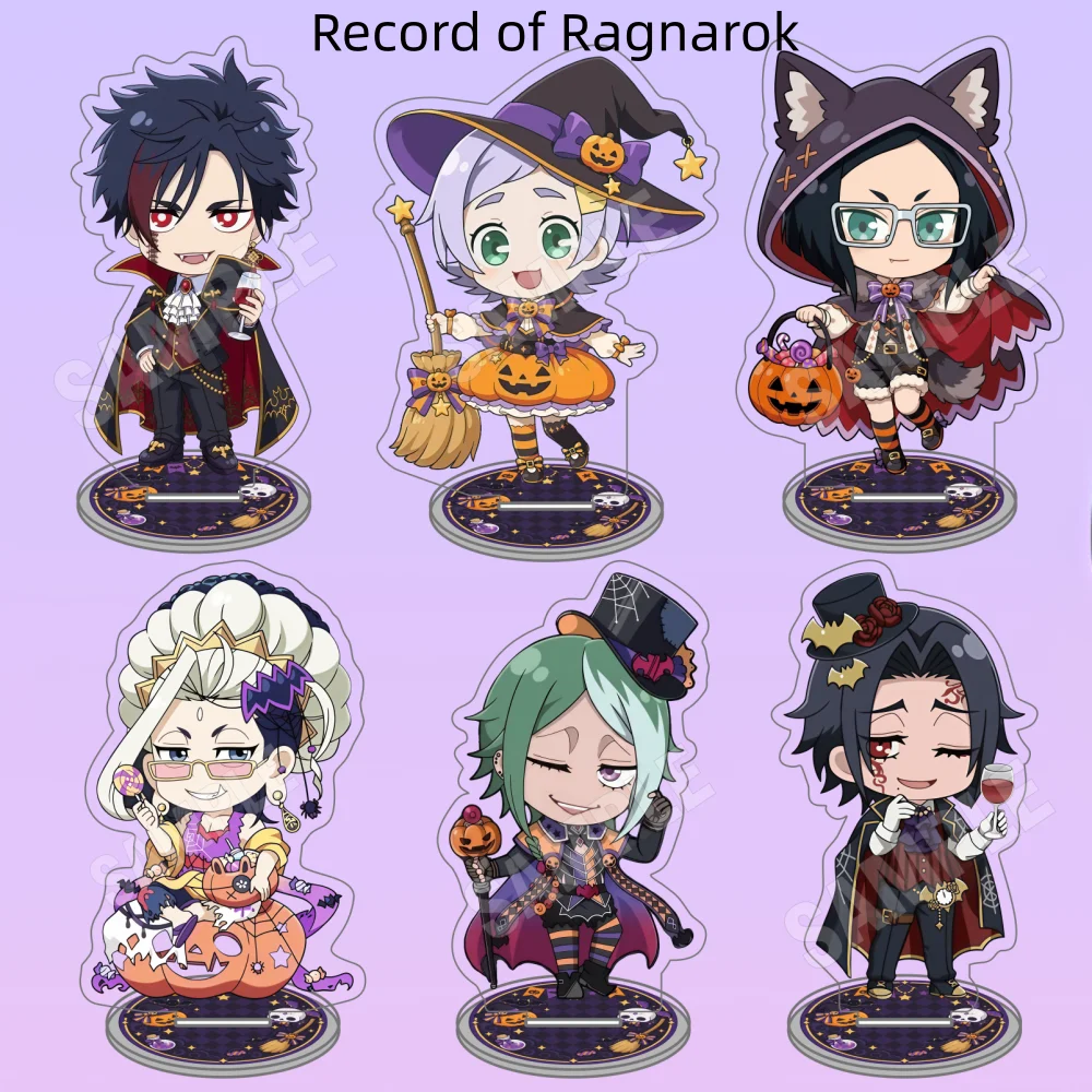 Record of Ragnarok Anime Stand 10CM Double Sided Acrylic Keychain Brunhilde Lu Bu Adam Halloween Ver. Desk Decor Gift for Fans