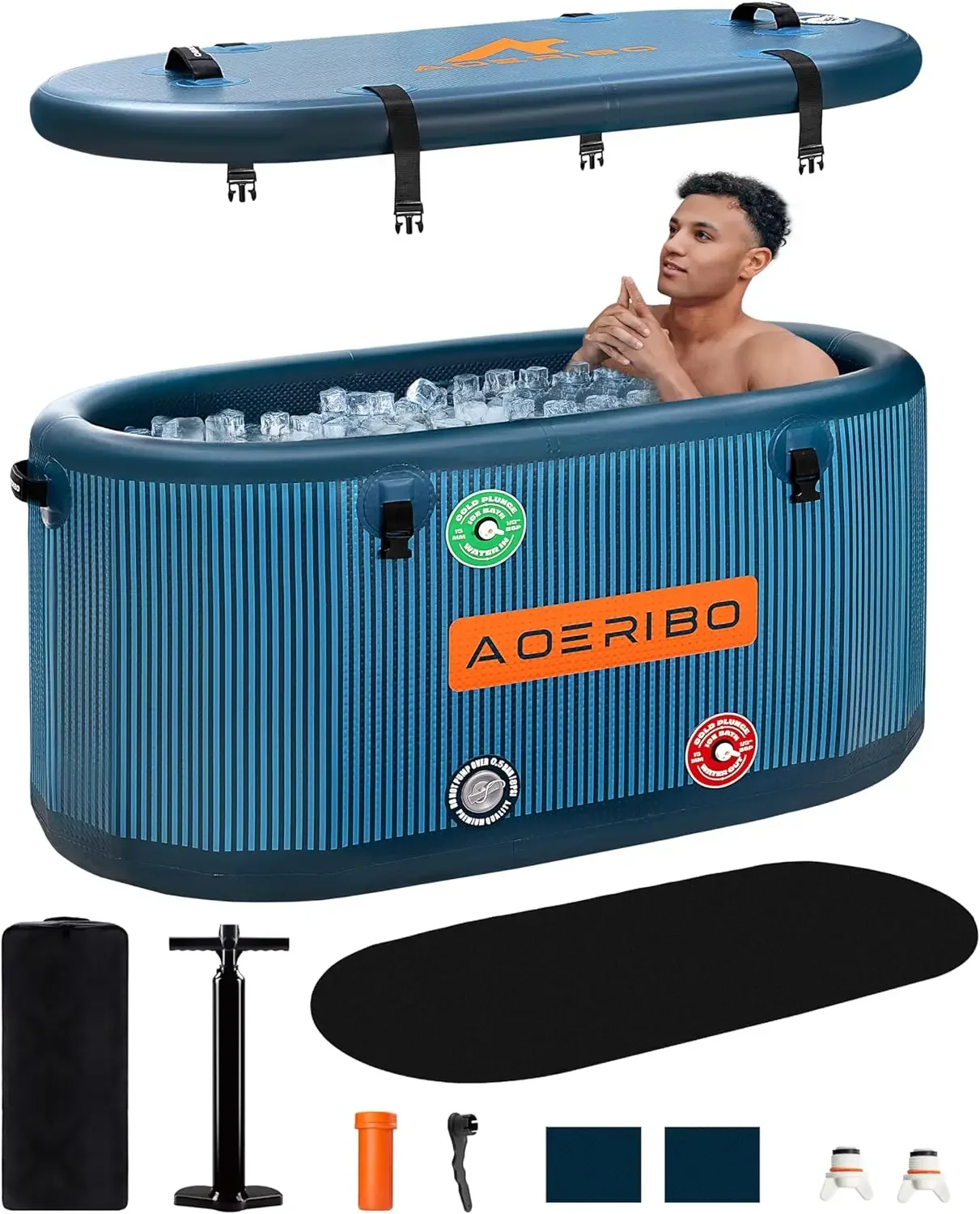 

Inflatable 126 Gallon Extra Large Oval Cold Plunge Tub Superior Insulation Portable Ice Bath Athletes Adults