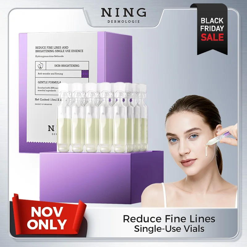 Soro ampola antirrugas com retinol e peptídeos – Essência antienvelhecimento, iluminadora, reafirmante e hidratante de uso único