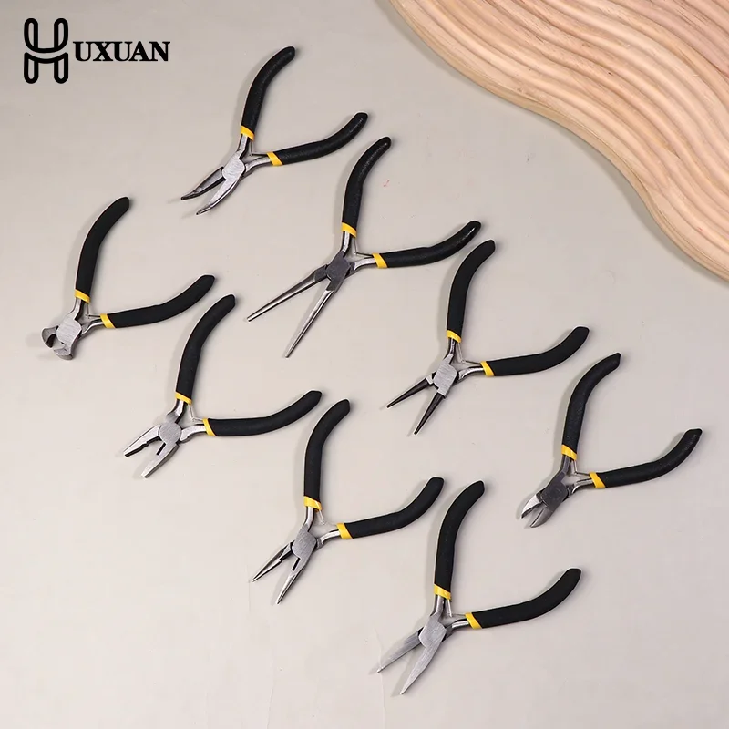 Mini alicates para hacer alicates, cortadores de alambre de precisión, aguja, punta redonda y doblada para hacer, punta de cadena, artesanía, pendientes