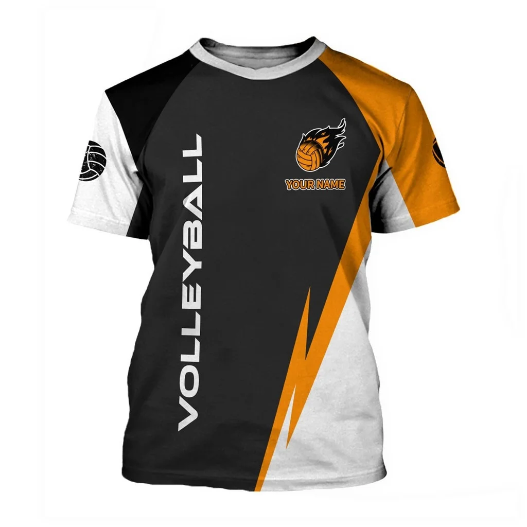 Afbeelding 4: Heren T-shirt met 3D-volleybalprint Sneldrogend Sportkleding met korte mouwen voor buitentraining Op maat gemaakte comfortabele herenkleding