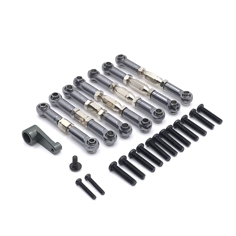Mise à niveau En Métal 7PCS Cravate Tige 28T Bras Servo Pour WLtoys 144010 144001 144002 124016 127017 124018 124019 LC 1/14 RC Voiture Pièces