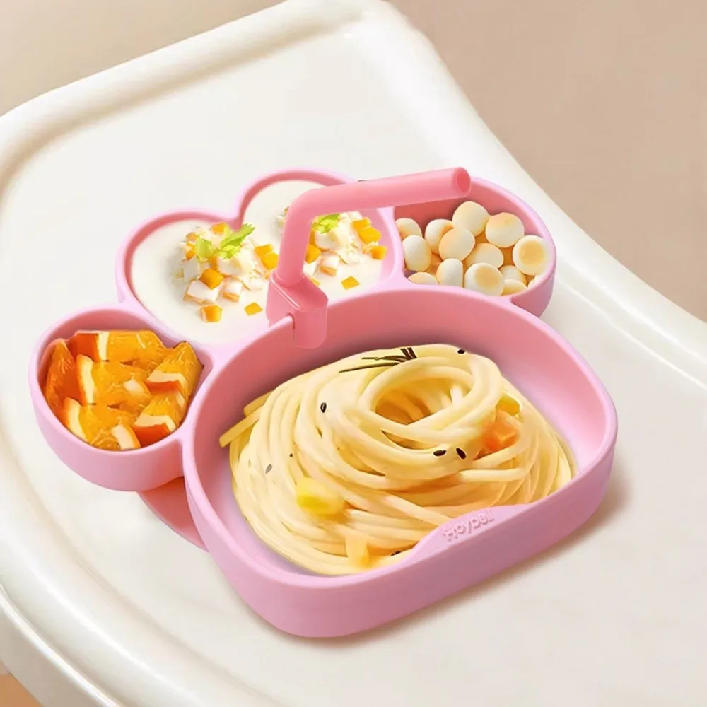 

Non-Slip Cat Paw Suction Dinner Plate BPA-Free Durable Divided Silicone Suction Plate Sturdy Waterproof Kids Feeding Tableware