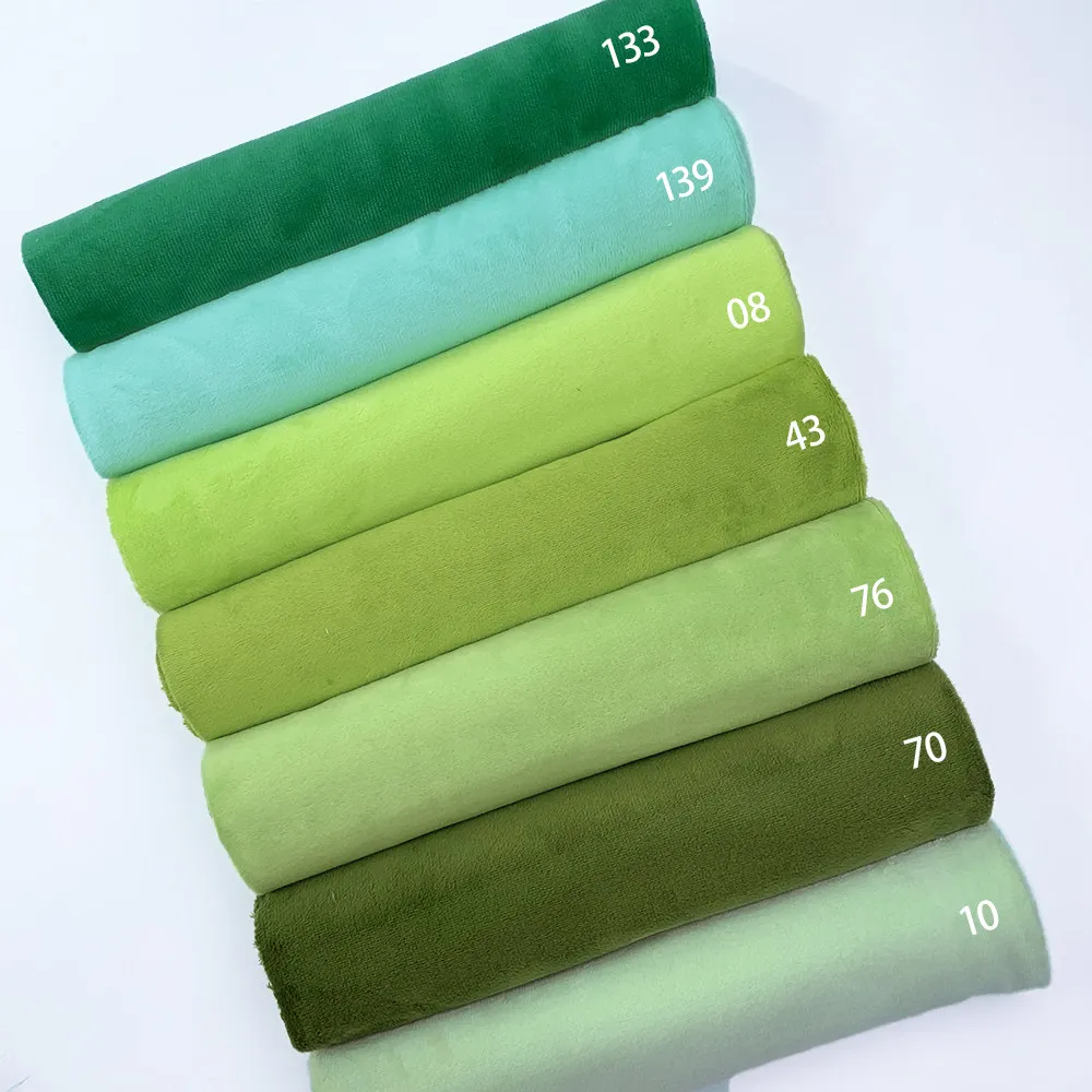 1.5mm Short Plush Ultra Soft Fabric for Encryption Thicken Green Color Series Doll Fashion Design Cloth Sewing Material