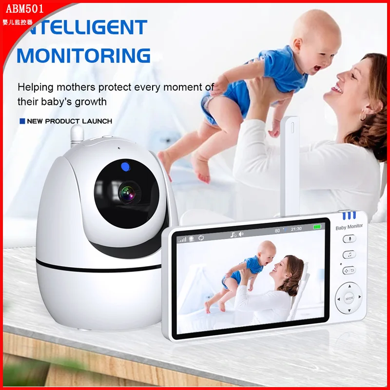 

Video Baby Monitor With Pan Tilt Camera Wireless Two Way Audio Night Vision Security Babysitter VOX Wake Up USB Charge 5.0 Inch